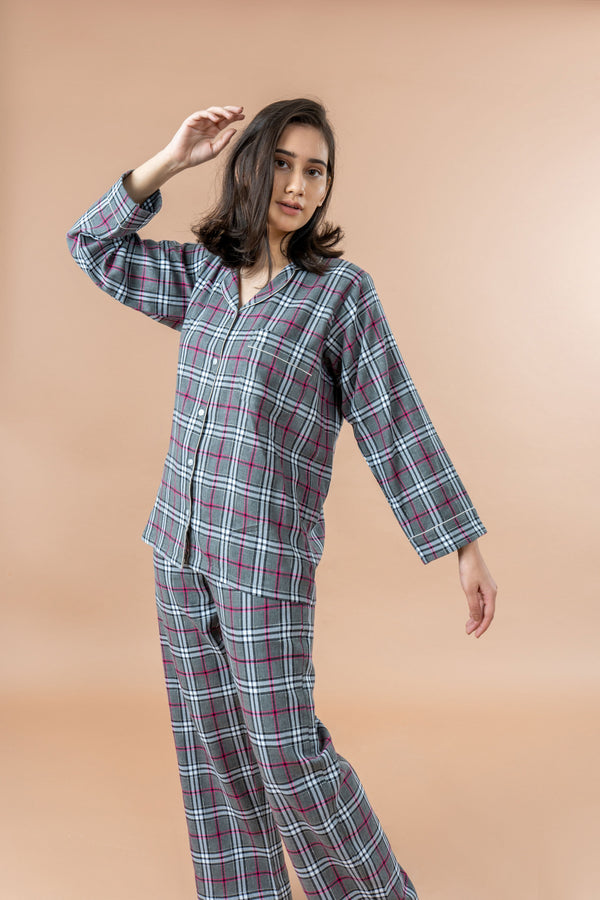 Orange and White Checkered Soft Cotton Night Suit Nightwear Women's Pa –  The Colourful Aura